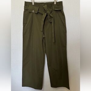 NWT Anthropologie Mariela Poplin Wide Leg Paper Bag Pants - Moss Size Large